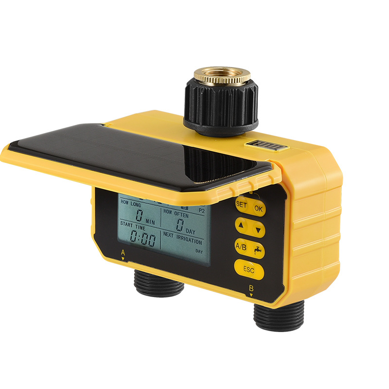 Photovoltaic intelligent dual-channel timer watering device intelligent water valve controller